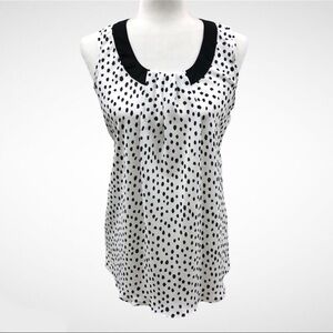 Spense Sleevless Blouse White with Black Dots Size Small Scoop Neck